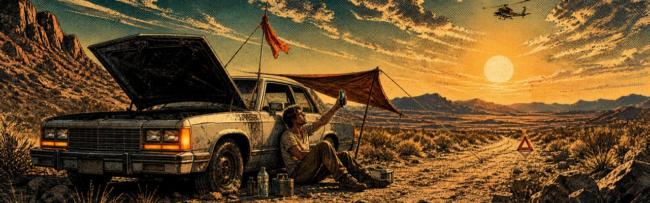 Broke down in the woods/desert (no signal)