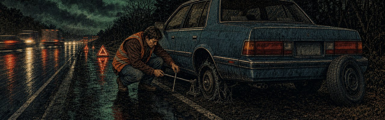 Flat tire on the highway